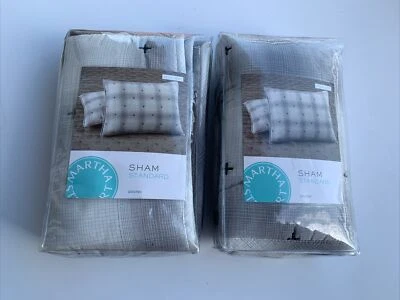 Juego de 2 fundas de almohada gris niebla a cuadros Martha Stewert Foto 1 de 4