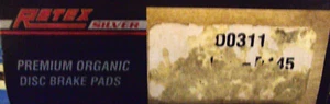 Juego de pastillas de freno de disco delanteras, orgánicas - Rotex D0311 - Imagen 1 de 1