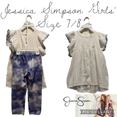 Ropa para niñas Jessica Simpson lino botones espalda túnica capri leggings talla 7/8 Foto 1 de 4