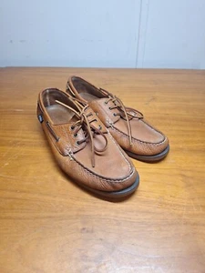 Polo Ralph Lauren Mens Bienne Tumbled Leather Laced Boat Shoe Brown Size 9D - Picture 1 of 11