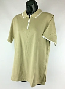 Women's Antigua Inspired Polo Golf Top - 1/4 Zip Front Tan & White - Size Medium - Picture 1 of 10