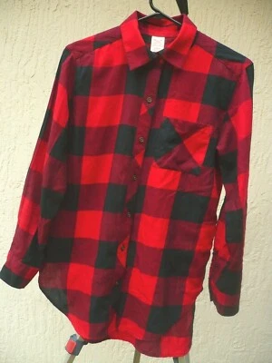 CAMISA BLUSA COLA ABOTONADA ROJA NEGRA VINTAGE AÑOS 90 FADED GLORY MUJER CUADROS BÚFALO Foto 1 de 4