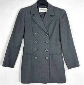 Hugo Buscati Vintage zweireihige Wollblazerjacke Damen Größe 2 grau - Bild 1 von 14
