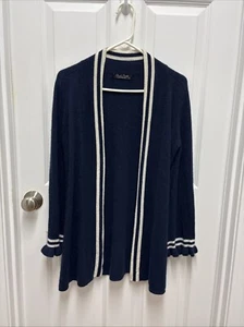 CLAUDIA NICOLE NAVY CASHMERE LONG CARDIGAN - S/P - Picture 1 of 8