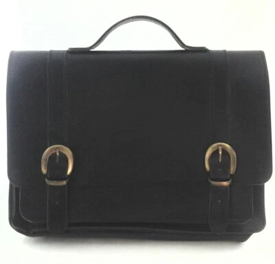 De Colección Grecia Maletín Bolso para Laptop Asa Superior Cuero Genuino Negro Dorado Hebillas * Foto 1 de 4