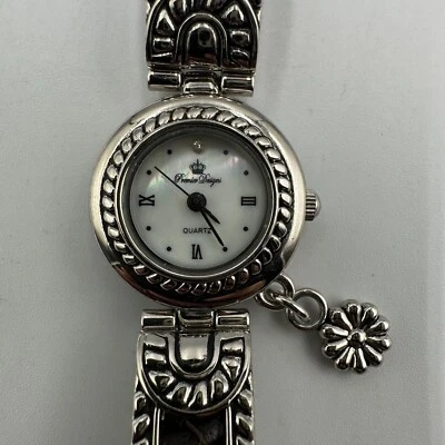Relógio feminino Premier Designs tom prata marrom pulseira fina nova bateria 8" - Imagem 1 de 4