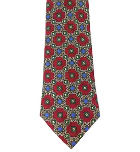 Tommy Hilfiger Hombres Corbata Cresta León Medallón Diseño Diamante Rojo Seda Italiana - Imagen 1 de 7