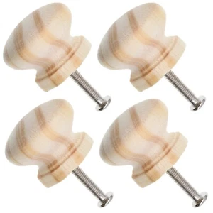 4 x WOODEN PINE KNOBS 30MM Drawer Cupboard Cabinet Furniture Handle Pull Small - Picture 1 of 7