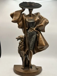 Austin Productions Sculpture 1989 Art Deco Woman With Borzoi Dog A Danel 19.5” - Picture 1 of 20