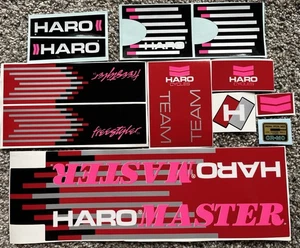 Oldschool BMX 87-88 HARO TEAM MASTER FREESTYLER AUFKLEBER / DECALS RAHMEN GABEL ROT - Bild 1 von 1