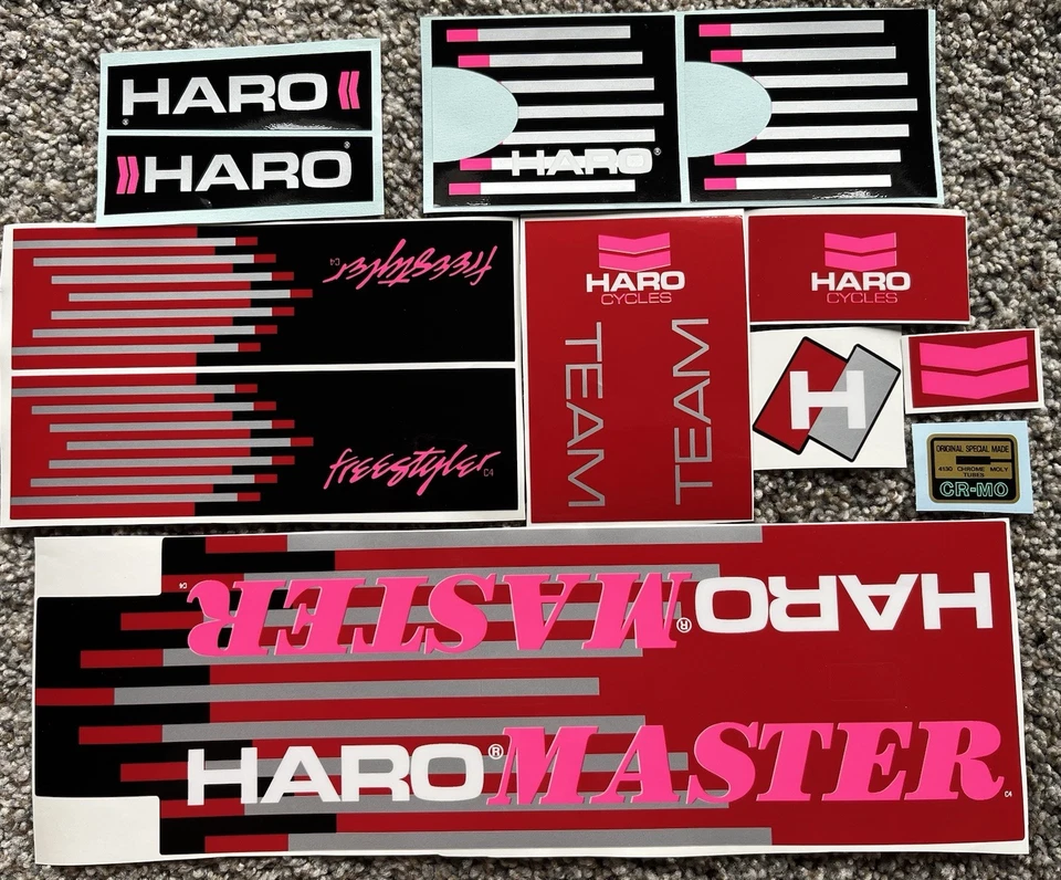 Oldschool BMX 87-88 HARO TEAM MASTER FREESTYLER PEGATINAS/CALCOMANÍAS MARCO HORQUILLA ROJO Foto 1 de 1