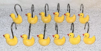 黄色橡胶鸭淋浴钩树脂制成 - 12 件套  — 第 1/4 张图片