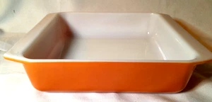 Vintage Pyrex #922 Quadratisch 8" Terra Orange Brownie Backen Lasagne Form-Neuwertig ~ USA - Bild 1 von 5