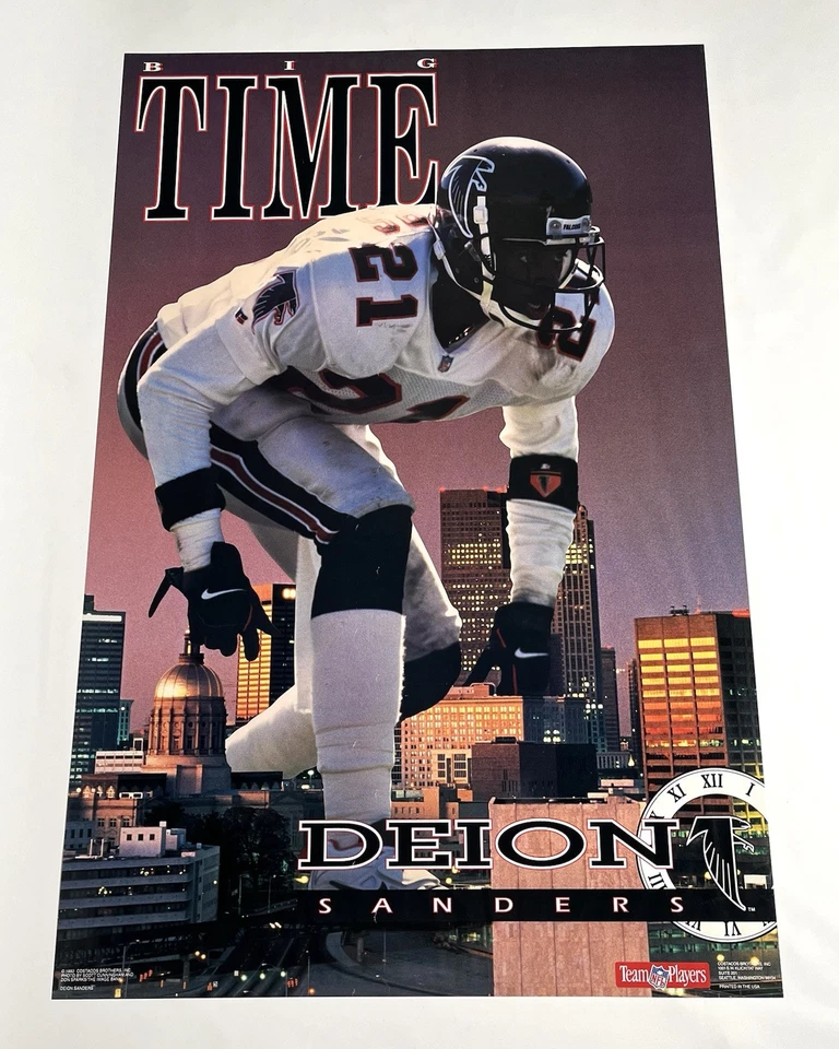 Vintage 1992 Deion Sanders “Big Time” Atlanta Falcons 23x35 Poster Costacos Bros - Image 1 of 3
