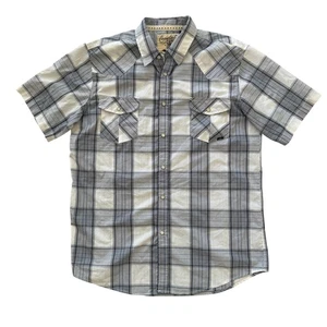 Coastal Clothing XL Blue Plaid Short Sleeve Pearl Snaps Men's Western Shirt - Picture 1 of 10