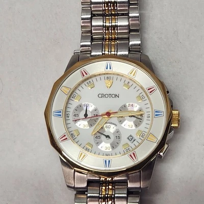 Croton Reloj Hombre Acero Inoxidable Japón Cuarzo 10 ATM 330 Pies Batería Nueva Foto 1 de 4