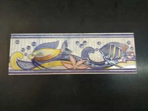 12"L x 4"W carrelage bordure antique vintage années 1990 céramique décoration d'intérieur collection - Photo 1/3
