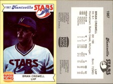 Brian Criswell 1987 Burger King Huntsville Stars #NNO Card *AutographDen*