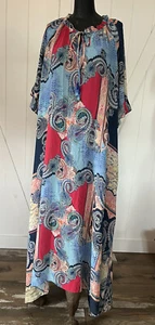 Johnny Was Jade Multicolor Paisley Kaftan Chiffon Kleid XL Reg $ 345 Neu mit Etikett - Bild 1 von 12