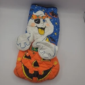 Vintage Halloween Ofenhandschuh Topfhalter Geist Trick or Leckerbissen *gebraucht* Dekorationen - Bild 1 von 6