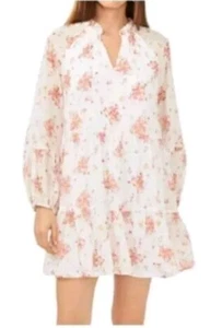 Vince Camuto XL 3-stufiges leichtes, elfenbeinfarbenes Kleid mit rosa Blumen neu mit Etikett fließend - Bild 1 von 9