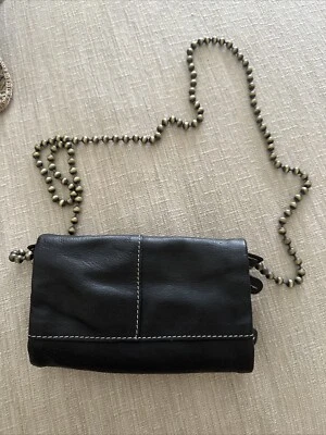 Free People Black Leather Beaded Gold Chain Cross Body Bag - Image 1 of 4