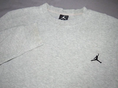 男式 Air Jordan 长袖灰色华夫饼 Jumpman 标志保暖衬衫 M — 第 1/4 张图片