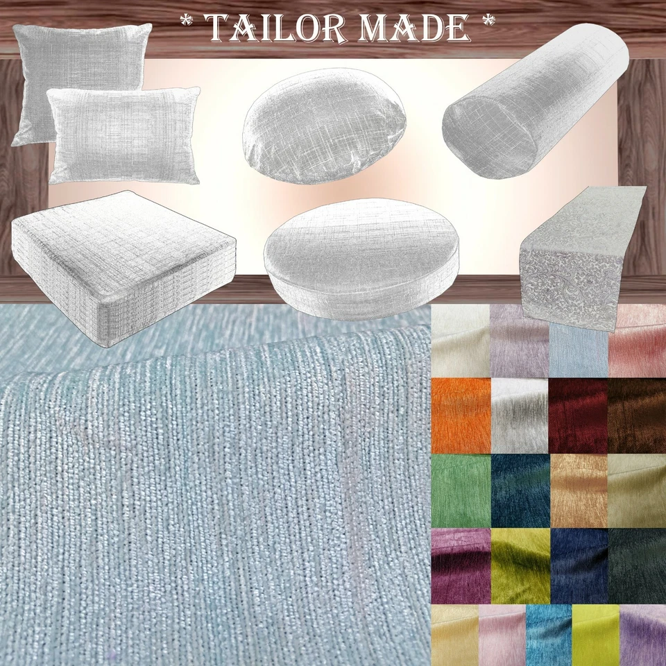 Wn04 Light Blue Chenille  Sofa Seat Patio Bench Box Cushion Bolster Cover/Runner - Image 1 of 4