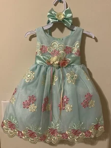 Hochzeit formell Party Kleinkind Baby Mädchen Blumen Chiffon schönes Kleid Größe L - Bild 1 von 9