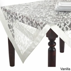 GEOMETRIC EMBROIDERED TABLECLOTH, (60'' x 60'')BRIDAL SHOWER TEA PARTY MONDRIAN - Picture 1 of 2