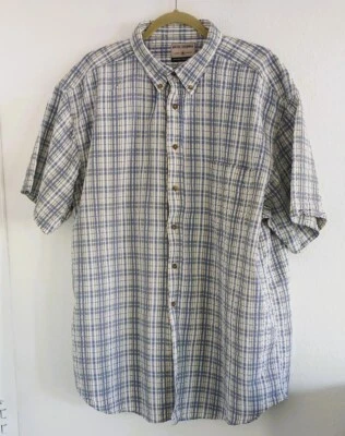 High Sierra Men’s Blue Plaid Button Down 100% Cotton Short Sleeve Shirt Size XL - Image 1 of 4