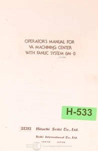 Hitachi Seiki VA, Machining Center Operations and Maintenance Manual 1981 - Picture 1 of 5
