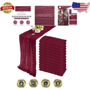 Romantic 10ft Cheesecloth Table Runner - 12 Pack for Bridal Showers & Parties - Picture 1 of 9