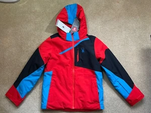 NWT Spyder Boys 16 Challenger Hooded Insulated Ski Jacket Snowboard Red $179 - Picture 1 of 13