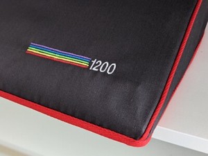 AMIGA 1200 - dust cover- graphite grey cotton canvas- embroidered 