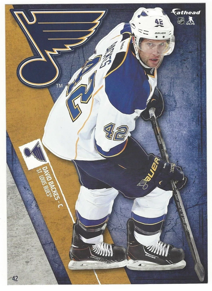 СЪЕМНАЯ НАКЛЕЙКА С ЛОГОТИПОМ DAVID BACKES FATHEAD TRADEABLES ST LOUIS BLUES 2014–15 NO42  - Изображение 1 из 3