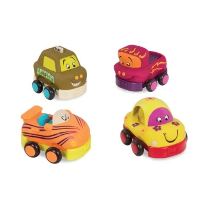 B. Игрушки: Wheeee-Ls! Мягкий игрушечный автомобильный набор из 4 машинок с разными звуками - Изображение 1 из 4