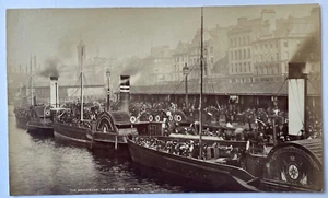 BROOMIELAW GLASGOW c1880 SIDE PADDLE STEAMERS ALBUMEN PHOTO GEORGE W. WILSON - Picture 1 of 12