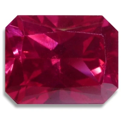 Gemas soltas facetadas corte esmeralda rubi criado em laboratório (9 opções) desde 1989 EUA - Imagem 1 de 4