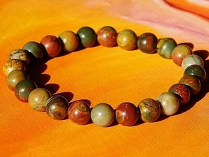 Mens / Ladies Handmade 8mm Gemstone Beaded Bracelet - Natural Picasso Stone - Picture 1 of 3