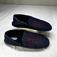 True Religion Moccasins Mens Blue Red Denim Men's Slippers Slip On Shoes Logo