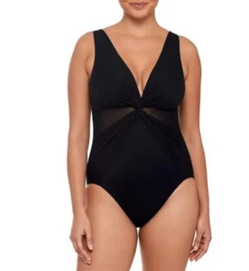 NWT Miradonna by Miraclesuit Slimming Swimsuit Black (Twist w/ Mesh) Size 12 - Bild 1 von 4