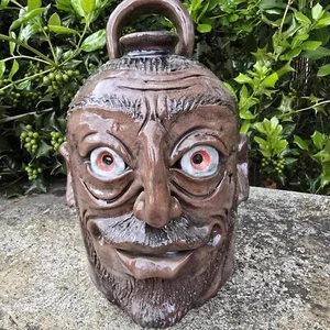 Folk Art Pottery Face Jug with Facial Tattoo by Savannah Craven | 11.25" x 7" - Picture 1 of 7