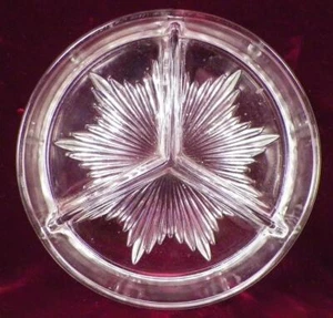 Depression Glass Candy Dish Insert Clear 3 Part 6.25in Diameter Vintage No Frame - Picture 1 of 4