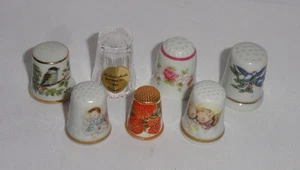 7 Vintage Fingerhüte ~ W Germany Österreich Japan ~ datiert ~ Blumen ~ Vögel ~ Engel + - Bild 1 von 14