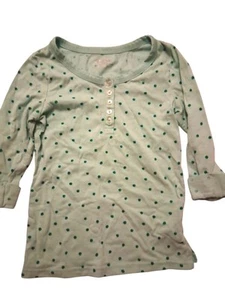 Girls XL Polka Dot Long Sleeve Henley Shirt with Button Placket - Picture 1 of 3