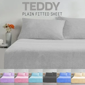 Sherpa Fleece Extra Deep Teddy Bear Fitted Sheet Bedding Cozy Winter Double King - Picture 1 of 24