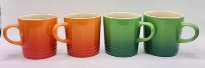NUEVO Le Creuset JUEGO DE 4 PIEZAS 2 tazas de té de café verde bambú 2 tazas naranja llama 350 ml Foto 1 de 4