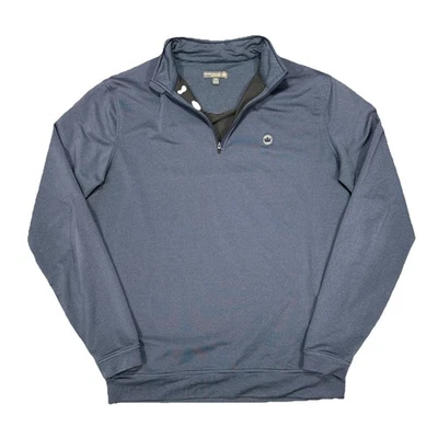 Suéter de golf Peter Millar Perth Sugar Stripe Performance Tech azul talla mediana Foto 1 de 4