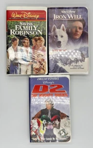 3 VHS Disney movies, D2 The Mighty Ducks, Iron Will, Swiss family Robinson - Picture 1 of 13